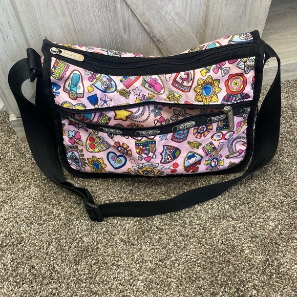 Lesportsac 00s Bag Of Honor Pink Tattoo Print Crossbody Bag - Picture 4 of 10